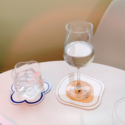 Irregular Acrylic Coasters Heat Resistant Nonslip Cup-Yellow 2