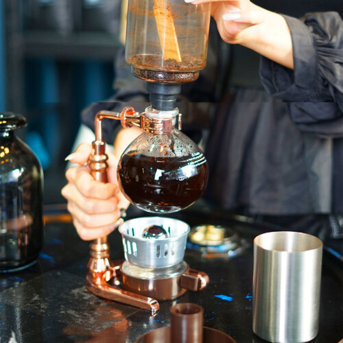 Multipurpose Glass Siphon Coffee Maker Vacuum Brews Wood-Black 2
