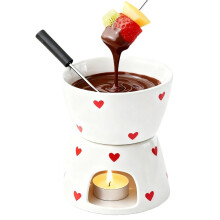 Ceramic Chocolate Fondue Cup Large Capacity-white peach heart