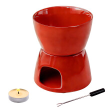 Schokoladen-Fondue-Becher aus Keramik in-Rot