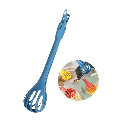 Fouet à œufs polyvalent 2 en 1 et pinces alimentaires,-Bleu