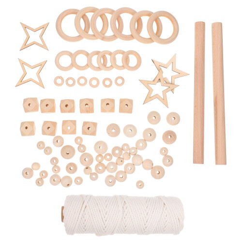 2Ensembles Accessoires Macramé Bois Marron Surface Lisse Pour Décor
