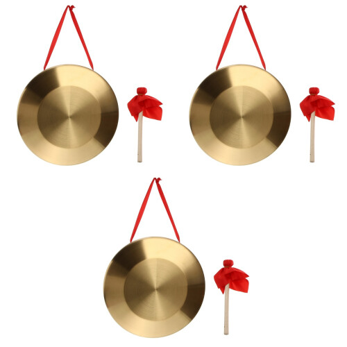 3Pièces Gongs Percussion Dorés À Main Avec Corde Pour École 1