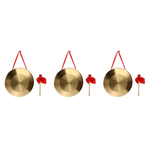 3Pièces Gongs Percussion Dorés À Main Avec Corde Pour École 2