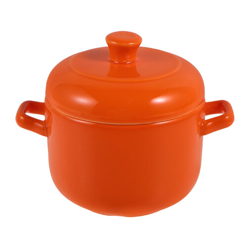 2Pièces Pots À Ragoût En Céramique Orange, Lidded, Cuisson Rapide
