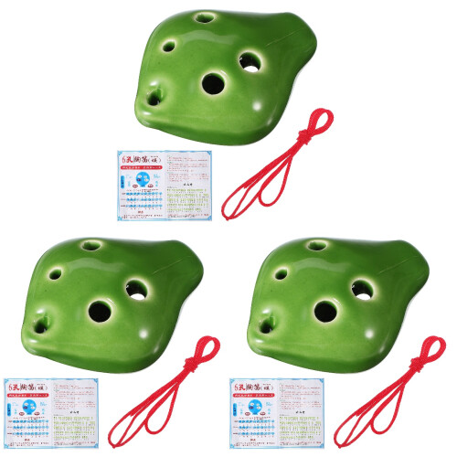 3Pièces Collier Ocarina Céramique 6 Trous Vert Compact Et 2