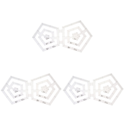 3Pcs Transparent Quilting Ruler Set for Sewing Crafts Assorted Colors 1