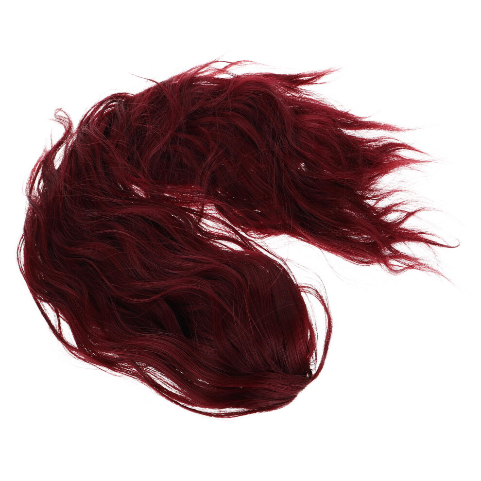 Aboofan Unisex 3Pcs Rosy Long Wavy Ponytail Extensions High Temp Fiber Clip On