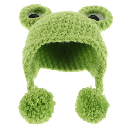 2Pcs Cute Green Woolen Mini Doll Beanies Tiny Knitted Craft Hats