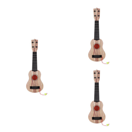 3Pcs Kids Ukulele Toy Light Brown Musical Instruments Educational Gift 1