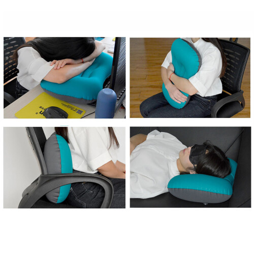 3Pcs Inflatable Outdoor Camping Pillow Sky-Blue Ergonomic Neck Support 1