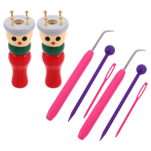 2Sets Wooden Hand Spool Knitter DIY Craft Tool for Yarn Thread Weaving 1