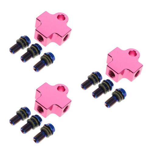 3Sets Remleiding Tee Adapter Motorfiets Aluminium Titanium Gekleurd 2