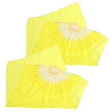 4Paires Éventails Voile Jaunes Pliables Pour Danseuse En Bois