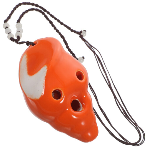 3Pcs Smooth Ceramic 6-Hole Ocarina Orange Conch Shape Wind Instrument 2