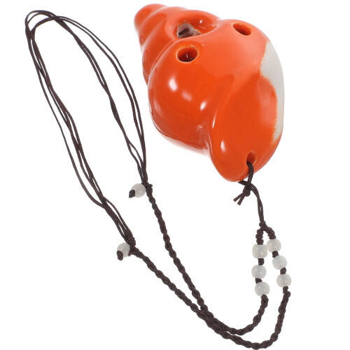 3Pcs Smooth Ceramic 6-Hole Ocarina Orange Conch Shape Wind Instrument 1