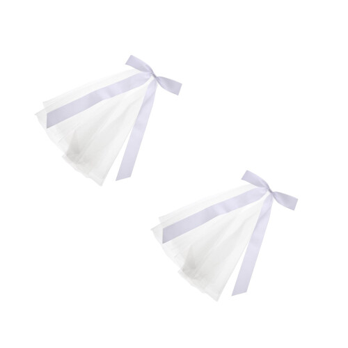 2Pcs Bridal Mesh Veil White Wedding Hair Decor Durable Polyester 2