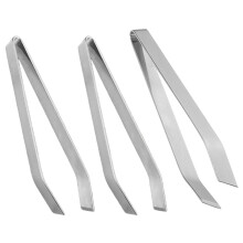9Pcs Kitchen Fish Bone Tweezer Set Stainless Steel Slant Tip Silver