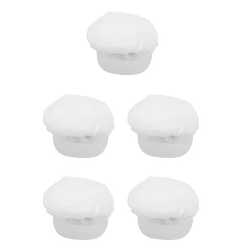 5Pcs White Chef Beanie Elastic Cooking Hat Polyester Cotton Home Use 2