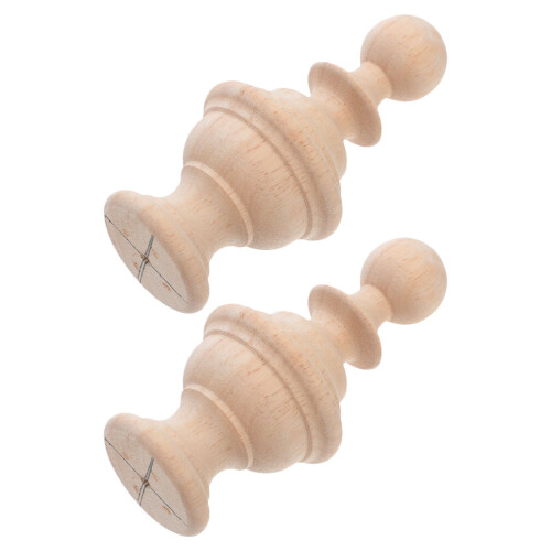 6Pcs Carved Solid Wood Finials Khaki for Staircase Handrail Bed Posts 2