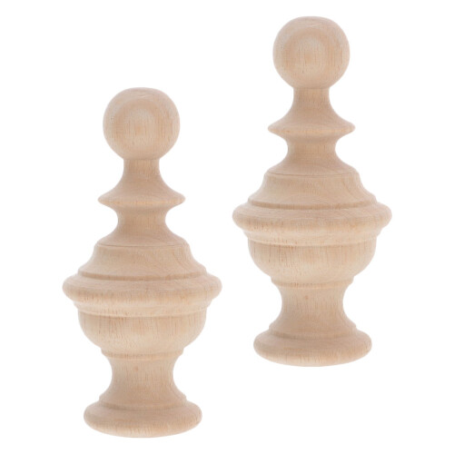 6Pcs Carved Solid Wood Finials Khaki for Staircase Handrail Bed Posts 1
