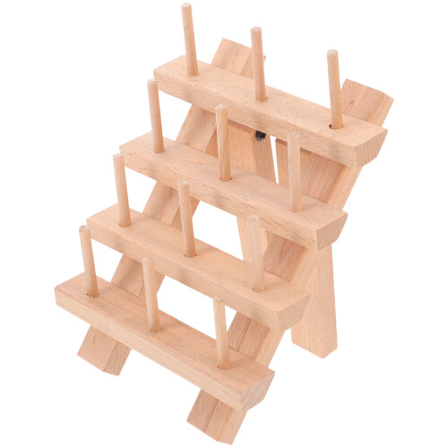 3Pcs Foldable Wooden Thread Holder for DIY Leathercraft Khaki Storage 2