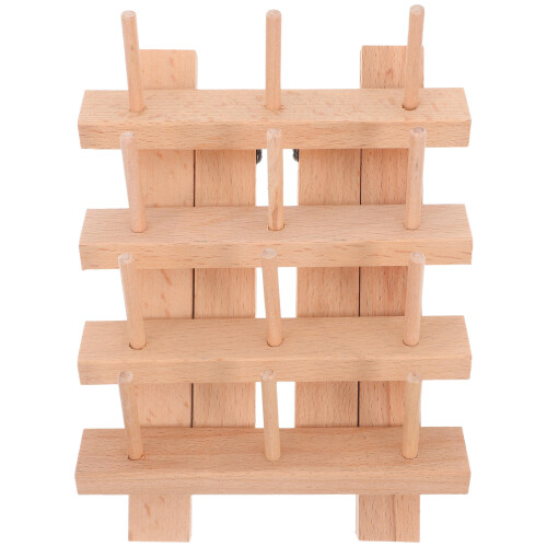 3Pcs Foldable Wooden Thread Holder for DIY Leathercraft Khaki Storage