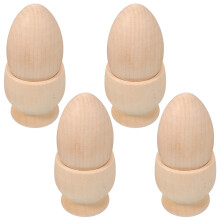 16Sets Unfinished Wood Egg Cup Holders Beige DIY Egg Storage Set