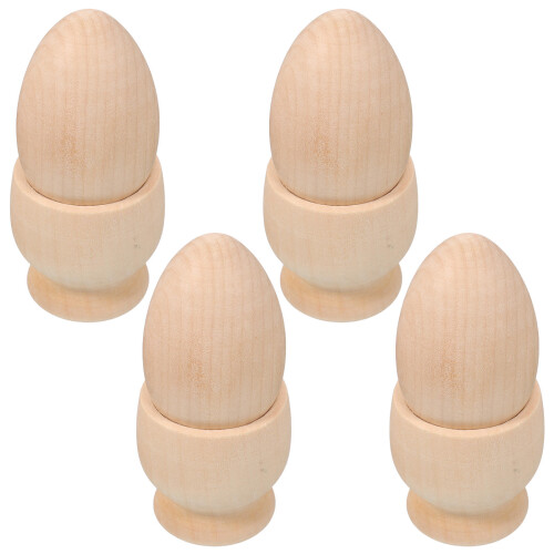 16Sets Unfinished Wood Egg Cup Holders Beige DIY Egg Storage Set