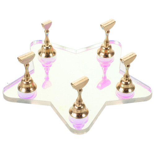 3Sets Acrylic Nail Practice Rack Blue Nail Display Stand for Beginners 1