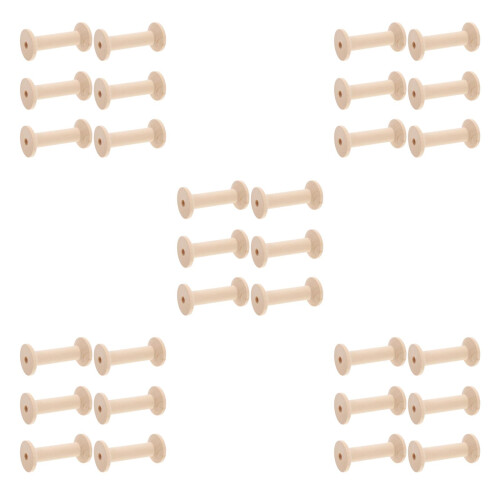 30Pcs Solid Wood Large Spools for Embroidery Crafts and Wire 2