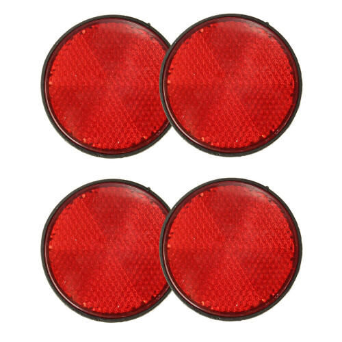 4pcs Round Red Reflector Universal For Motorcycle ATV 5.6 x 0.8cm