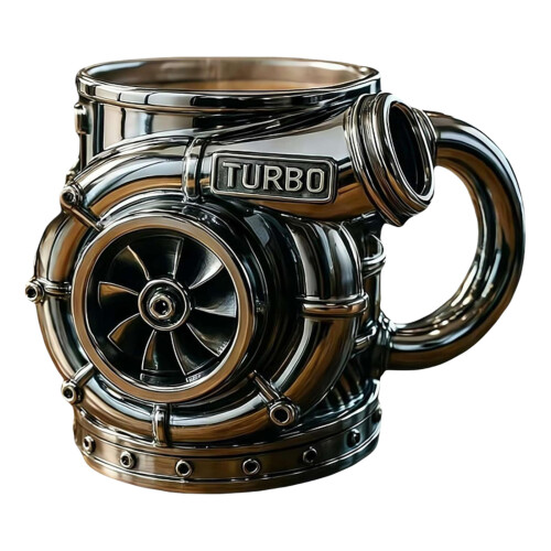 Realistische Turbolader-Form-Tasse,-Silber