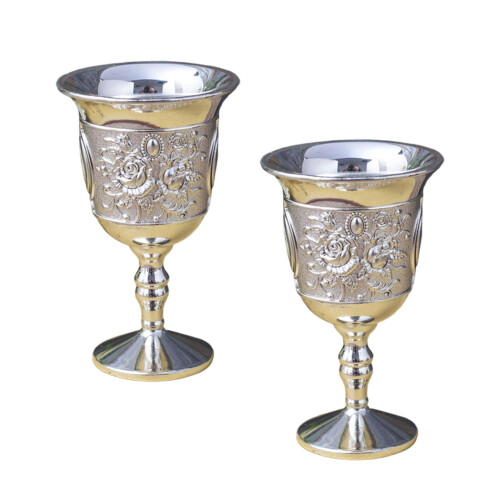 Packung mit 2 Antik-Inspires-Cocktailgläsern mit-Silber