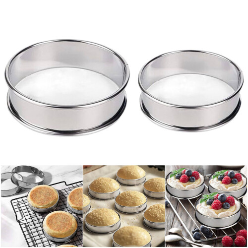 Pack de 8 anneaux à tartes à Double bords roulés, outil de 1