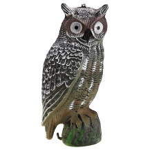 Waterproof Paint Owl Statue with Solar Illuminated Eyes, Realistic Owl Decoy to Scare Birds Away, Easy Installation for Garden or Farm Use, Natural
