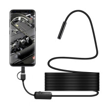 Ceamara Borescope le Solas, Uirlis Cigireachta Rún HD le Tóireadóir Uiscedhíonach 7mm, Endoscóp Cábla Leath-Dhocht 5Méadar le Gile