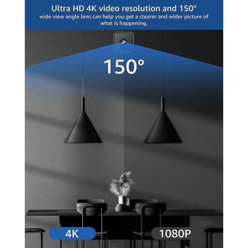 Φορητή Κάμερα Επιτήρησης 4K HD με Υπερσυμπαγή Σχεδίαση, για Εσωτερική Ασφάλεια, 2