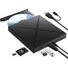 Ultradünnes und tragbares externes CD/DVD-Laufwerk, neueste HD-Brenntechnologie für DVD+R/R, CD-RW, automatische Erkennung beim Anschluss, kein