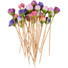 120Pièces Brochettes Cocktail Bois Tissu Multicolores Décoratives