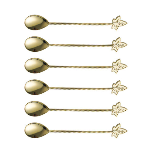 Pack of 6 Practical Stirring Spoons for Coffee Tisane-gold