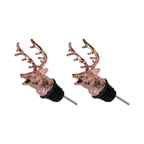 2 Pack Multifunctional Liquor Pour Spout With Deer-rose gold