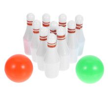 5Sets Portable Miniature Bowling Set White Plastic Desktop Game Decor