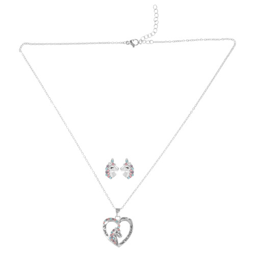 3Ensembles Ensemble Bijoux Fille Licorne Argent Décoration 2
