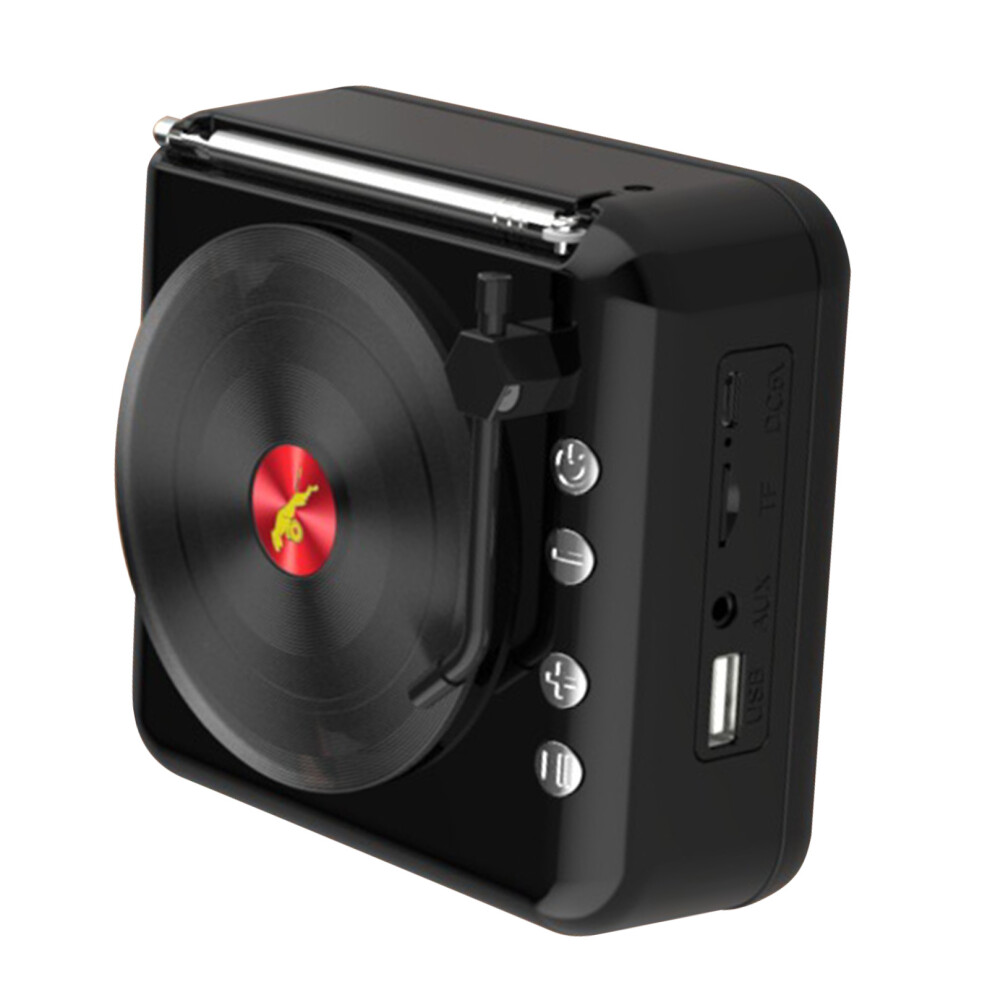 Mini Bluetooth Vinyl Record Speaker 3W Hifi Stereo Retro Black 3771371945111