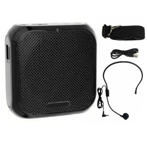 Wired Voice Amplifier Mini 3W with Lavalier Mic, Lightweight, Black 1
