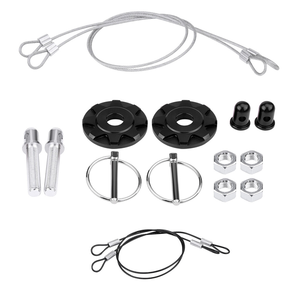 Race Car Aesthetics, Universal Fitment Hood Pin Lock Set, Engine Compartment Protection With Anodized Surface Treatment, Jdm Style Quick Latch For 9405630110180