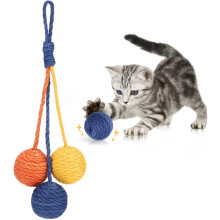 Interactief kattenspeelgoed van natuurlijk sisal, kattenspeelgoed met drievoudige stimulatie en kattenkruid voor binnenkatten, voor zelfspel en