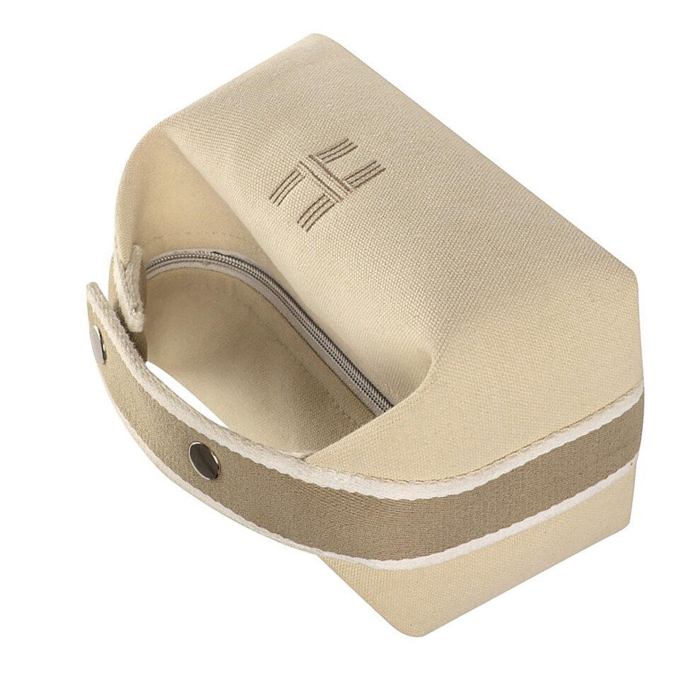 White Durable Canvas Makeup And Cosmetic Bag With Handle For Travel