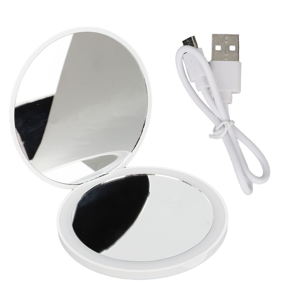 LED Compact Mirror with Lights, Portable Travel Makeup Mirror with Rechargeable Battery and Foldable Two-Sided Design, Dimmable LED Illumination for